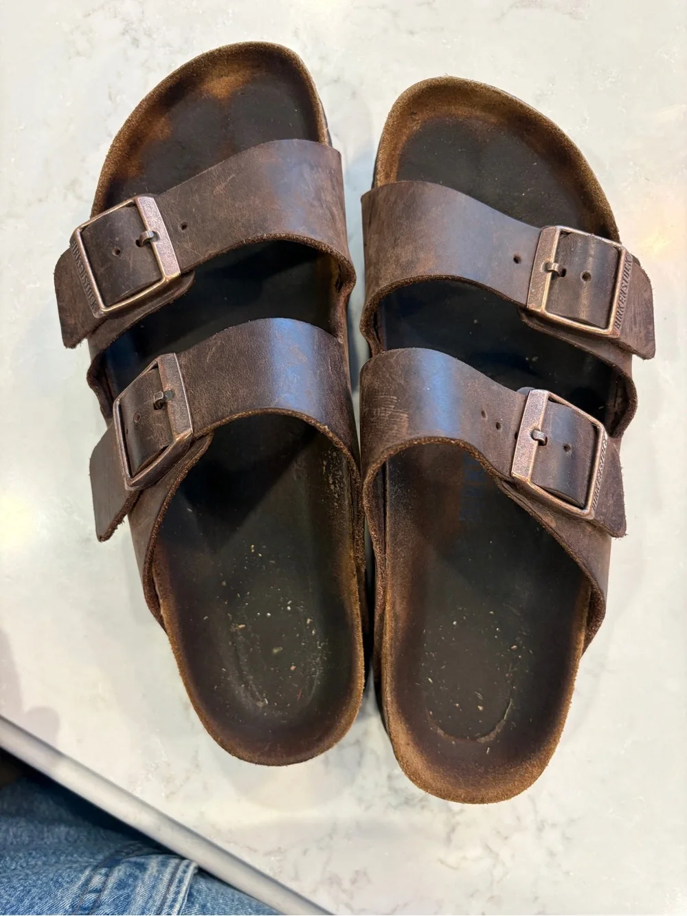 Birkenstock Arizona Two-Strap Sandals in Dark Brown leather